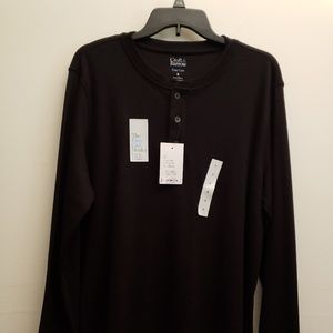 NWT Croft &Barrow Men's Black Henley Shirt M